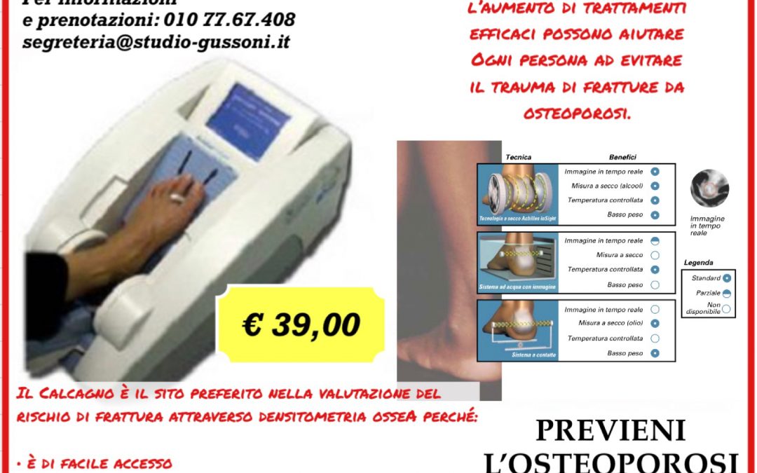 Diamo un Calcio all’Osteoporosi: uno screening rivolto alla popolazione per prevenire una patologia invalidante
